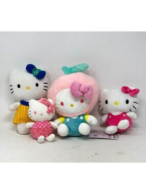 HELLO KITTY Lot 4 Assorted Plush KidRobot Sanrio Pink Eyes